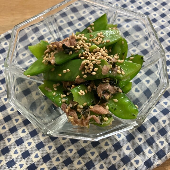 キヌサヤとツナのポン酢和え